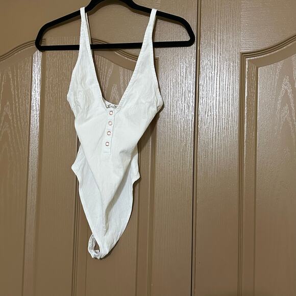 Free People Intimately white bodysuit women size small thong euc - Picture 1 of 5